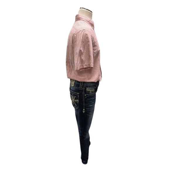 Ralph Lauren Red/White Striped Button Up Seersucker Shirt - Picture 5 of 12